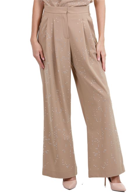 Pantalone wide leg con strass ALYSI | Pantaloni | 154161-A4241SAND