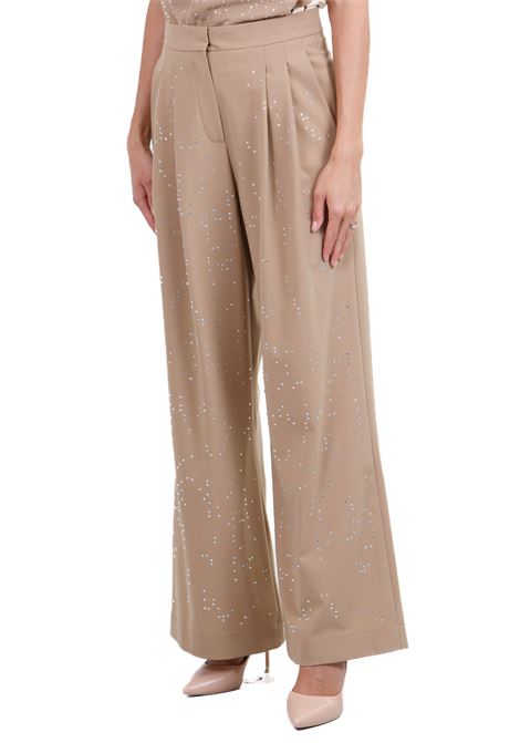 Pantalone wide leg con strass ALYSI | Pantaloni | 154161-A4241SAND