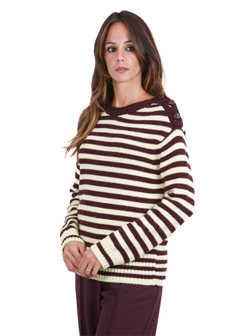 Maglia girocollo con bottoni in pelle ALYSI | Maglie | 254446-A4041BA/CM