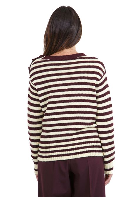 Maglia girocollo con bottoni in pelle ALYSI | Maglie | 254446-A4041BA/CM