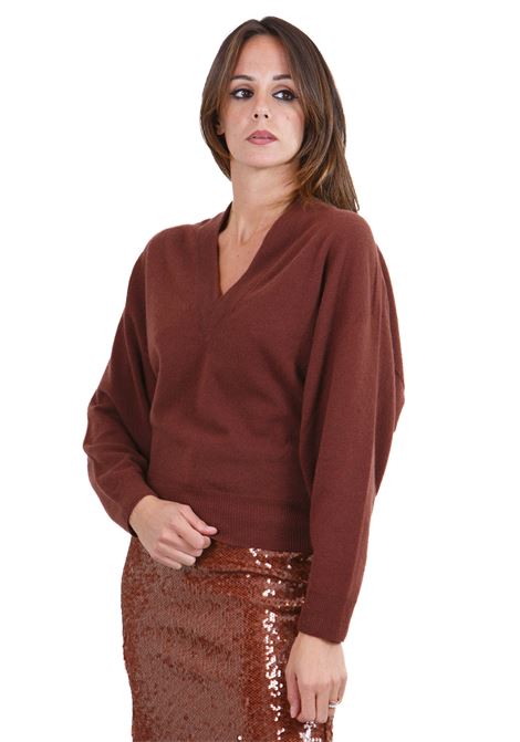 Maglia scollo a V in cashmere ALYSI | Maglie | 254464-A4231CHOCO