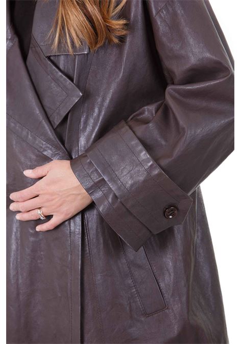 Trench doppipetto in pelle D-FOUR | Cappotti | DF392COFF/BEAN