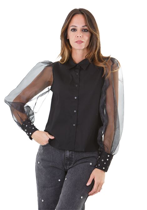 Camicia maniche in tulle e dettaglio strass sui polsini KAOS | Camicie | QI1CD0150001