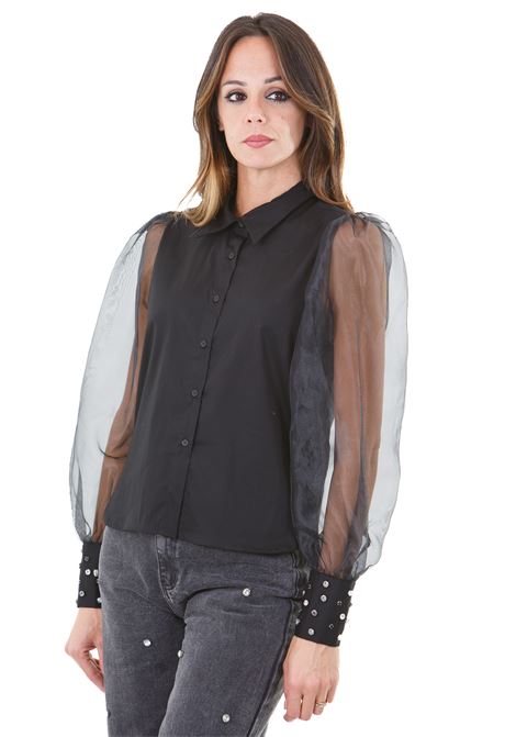 Camicia maniche in tulle e dettaglio strass sui polsini KAOS | Camicie | QI1CD0150001