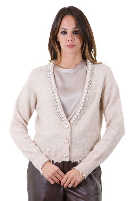 Cardigan con rotture e applicaione gioiello KAOS | Maglie | QI1NT0646002