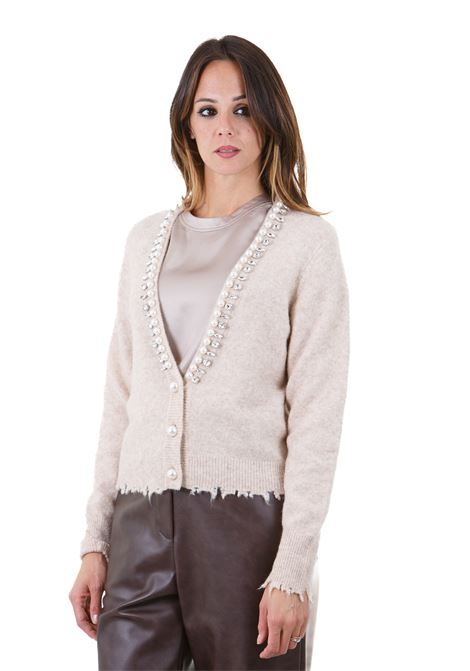 Cardigan con rotture e applicaione gioiello KAOS | Maglie | QI1NT0646002