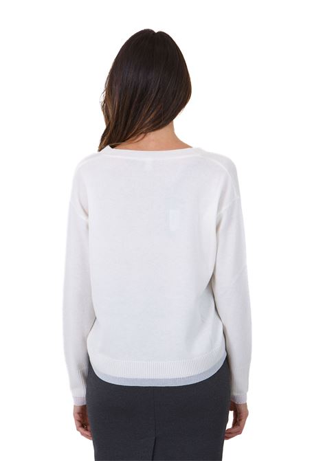 Pullover bianco misto cachemire scollo a V PINKO | Maglie | 104552-A235Z06