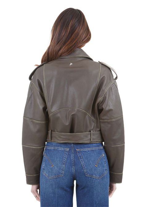 Biker cropped con zip asimmetrica e cinta in vita DONDUP | Giubbotti | DJ662-PL0570DXXX651