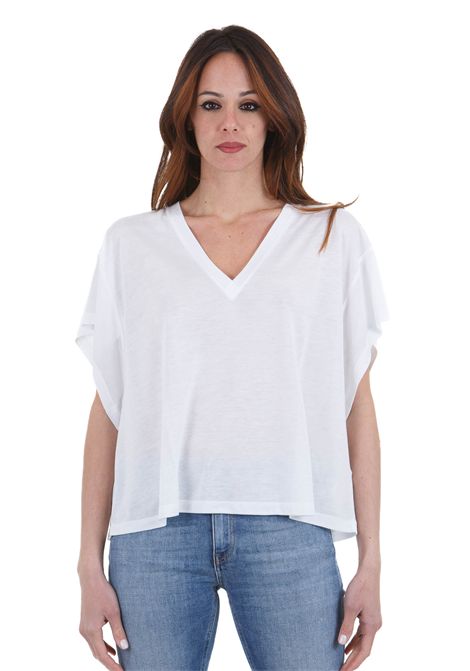 T-shirt scollo V regular a maniche corteModal e seta DONDUP | Maglie | DS021-JF0349DXXX000