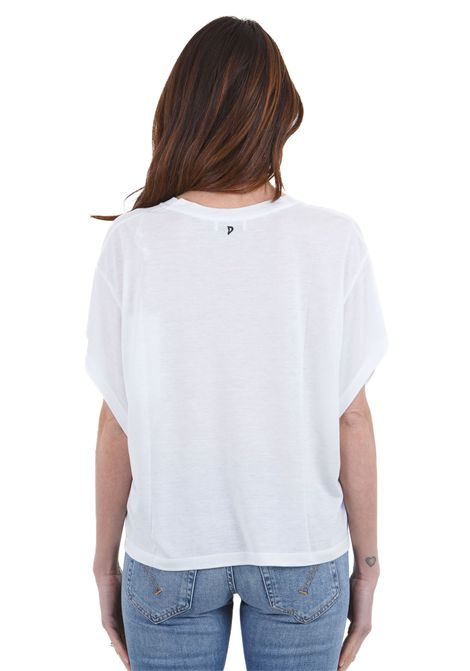 T-shirt scollo V regular a maniche corteModal e seta DONDUP | Maglie | DS021-JF0349DXXX000